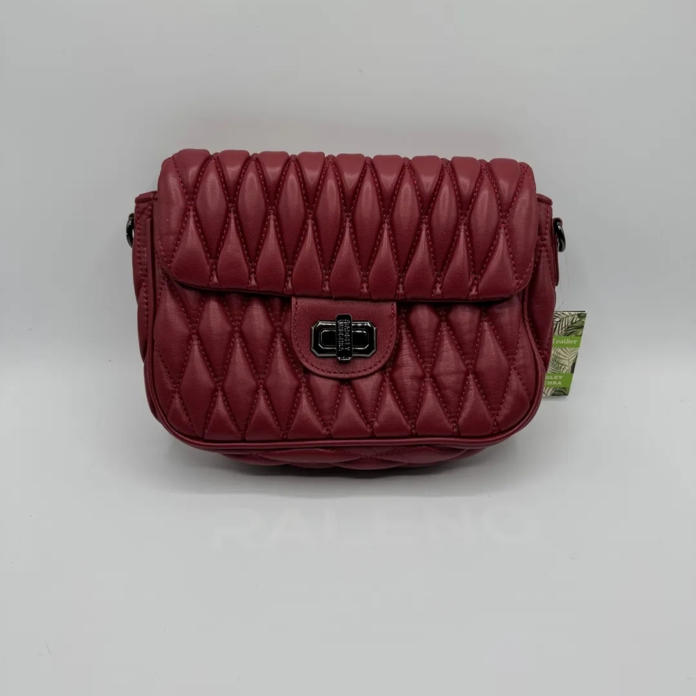 Badgley Mischka Red Quilted Crossbody Bag